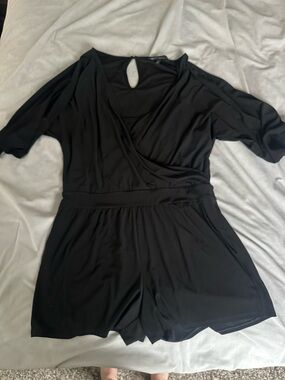 White House Black Market Black Short Sleeve Romper